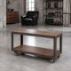 Industrial coffee table in metal and wood, wheeled table, trolley, vintage table, interior decoration.
