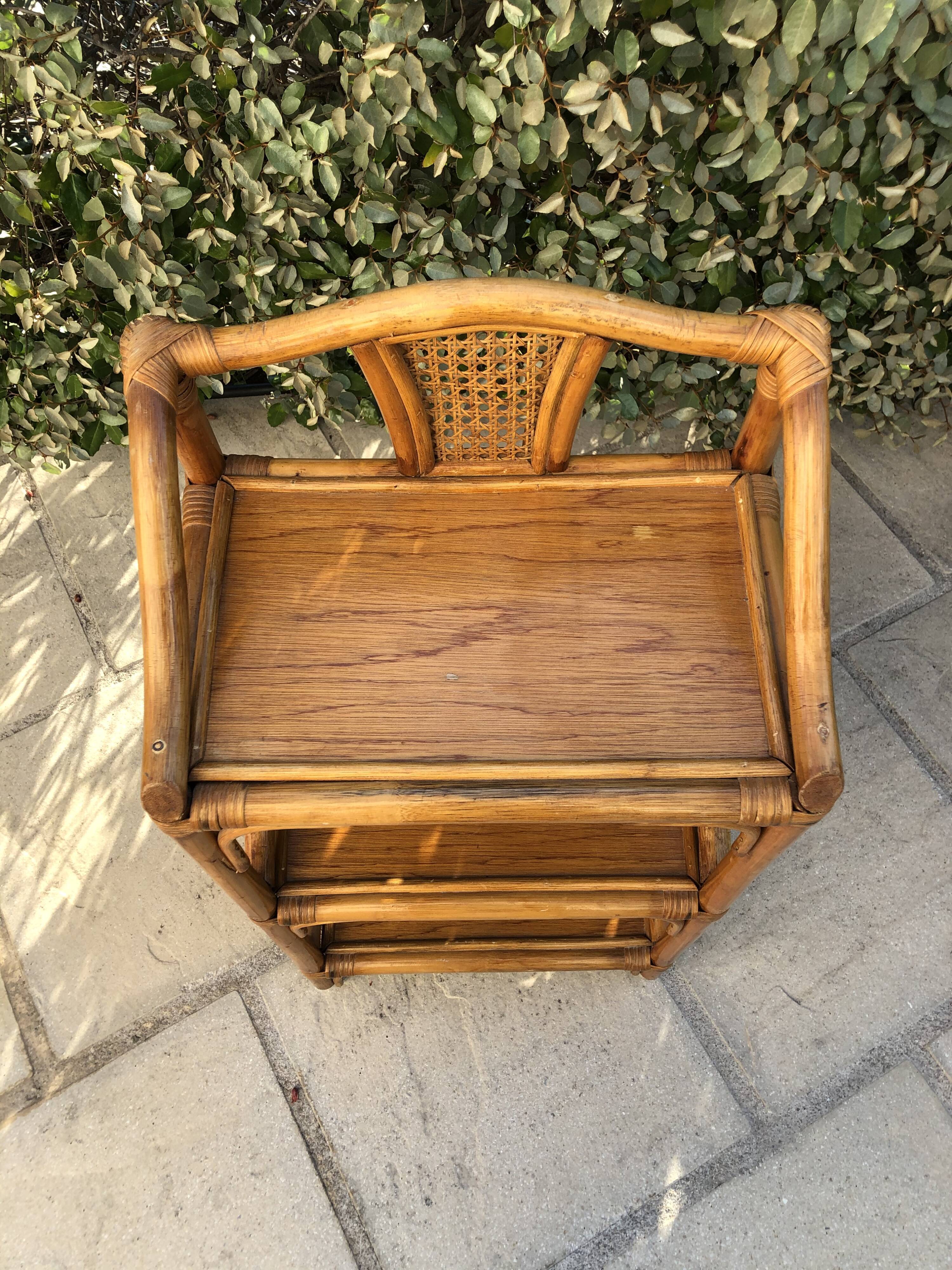 Rattan and bamboo shelf