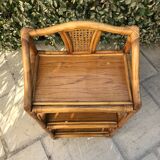 Rattan and bamboo shelf