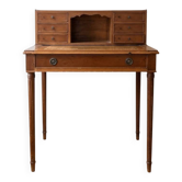 Petit bureau vintage en bois avec rehausse