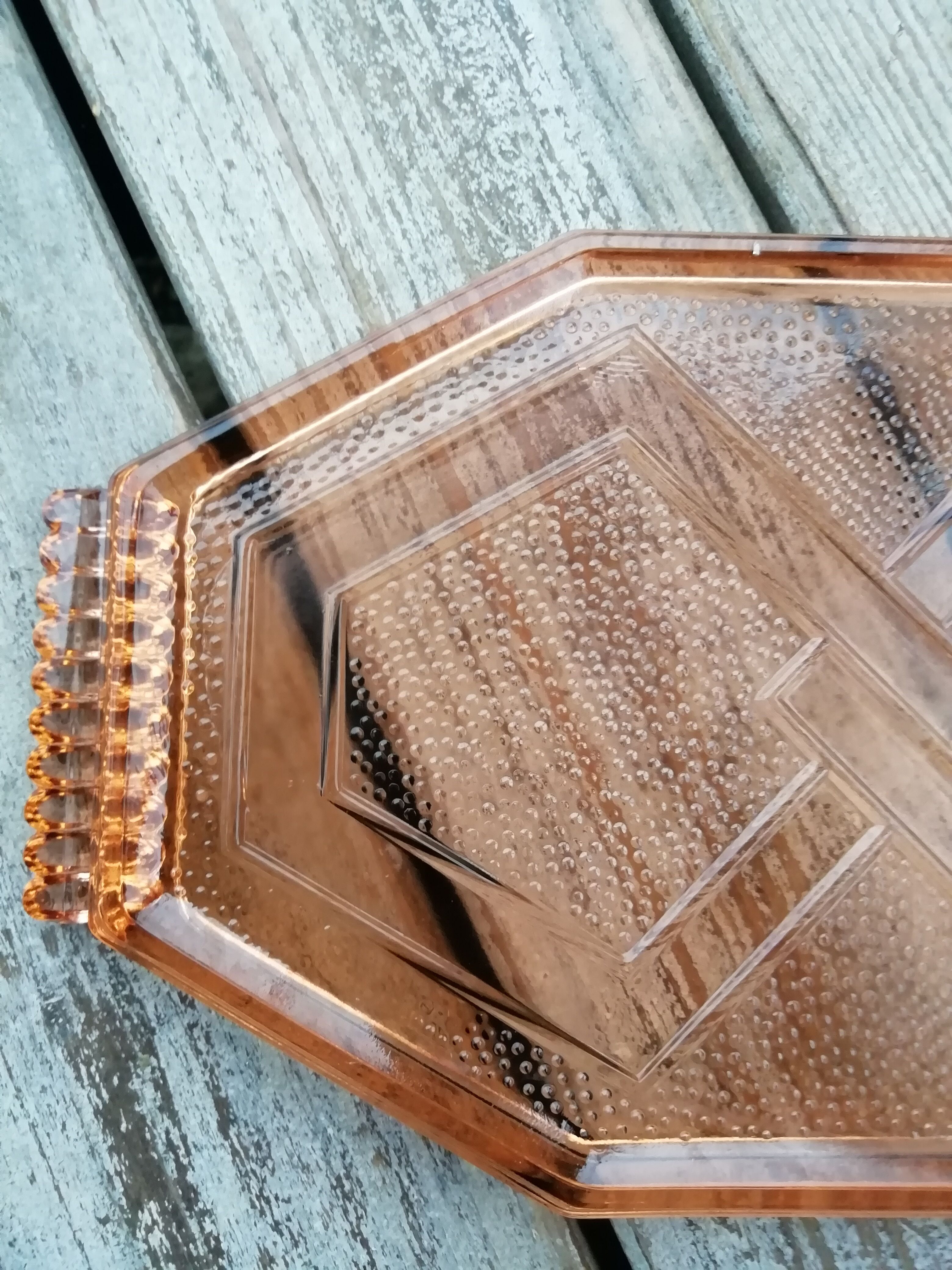 Pink glass dish