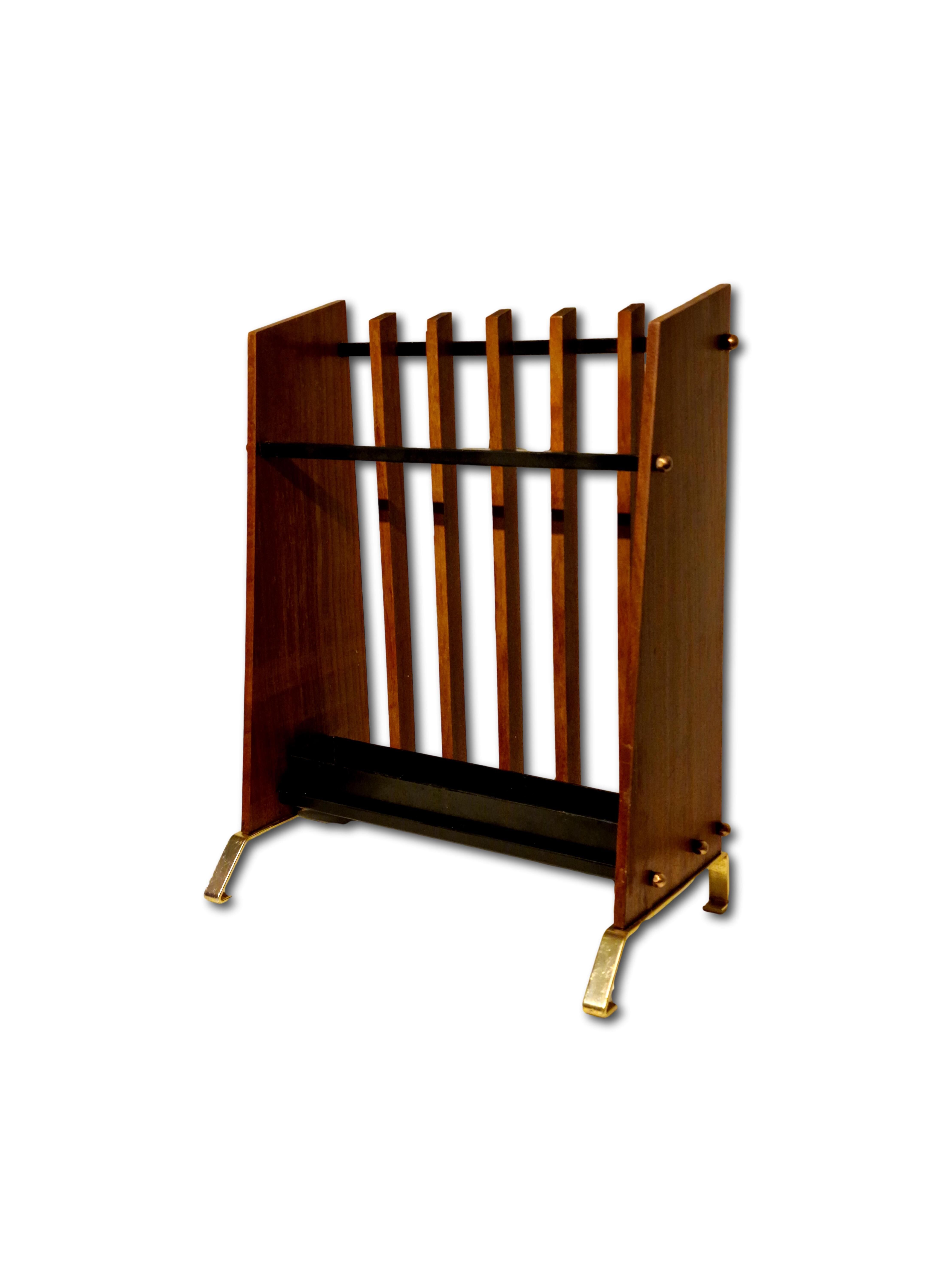 Italian umbrella door in teak and metal, 1960s