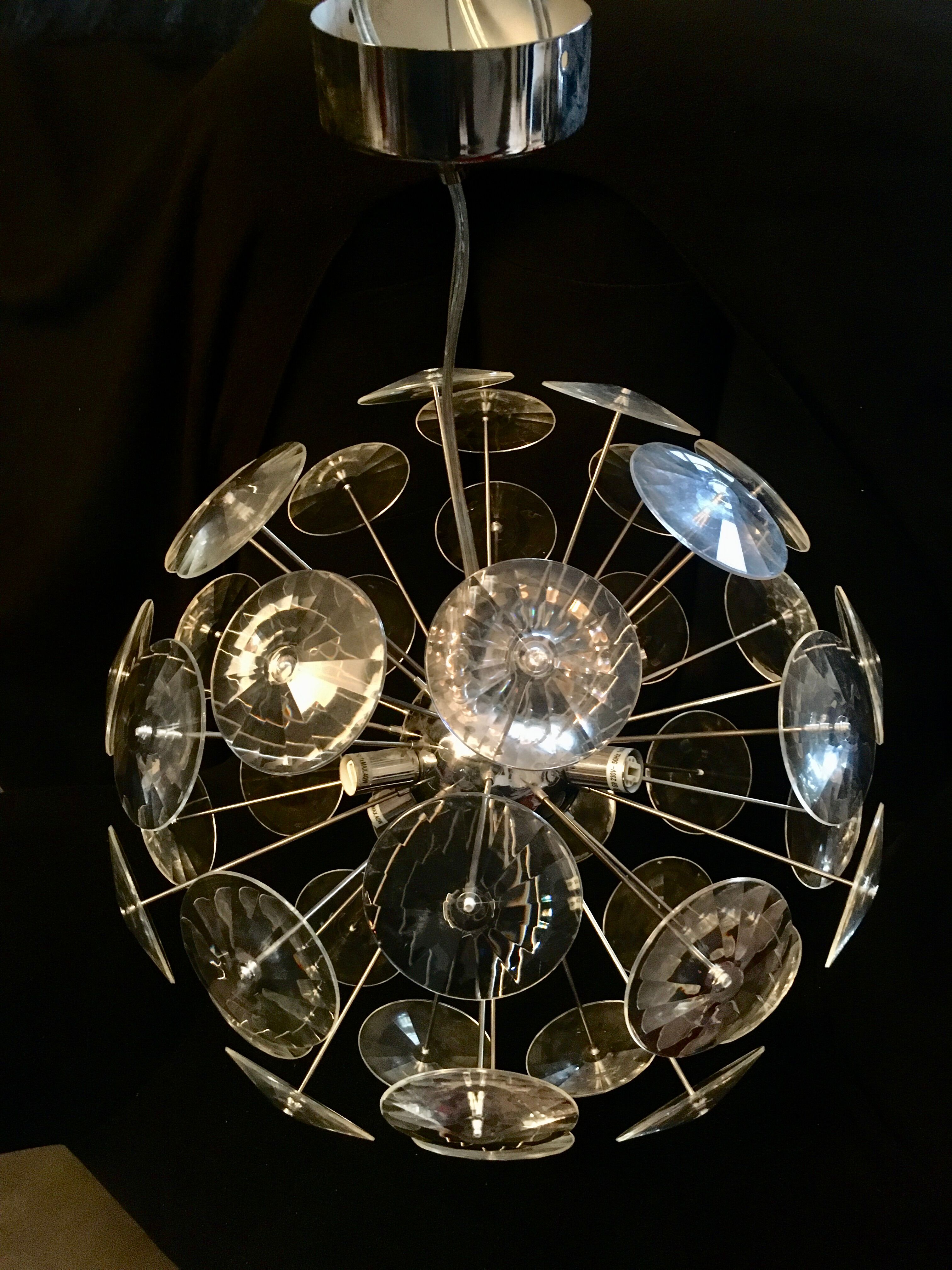 Sputnik chandelier design in chrome