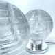 Paire de lampes de table vintage, verre structuré soufflé et chrome, annees 70