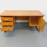 Vintage sled leg pine executive desk from the 60s-70s