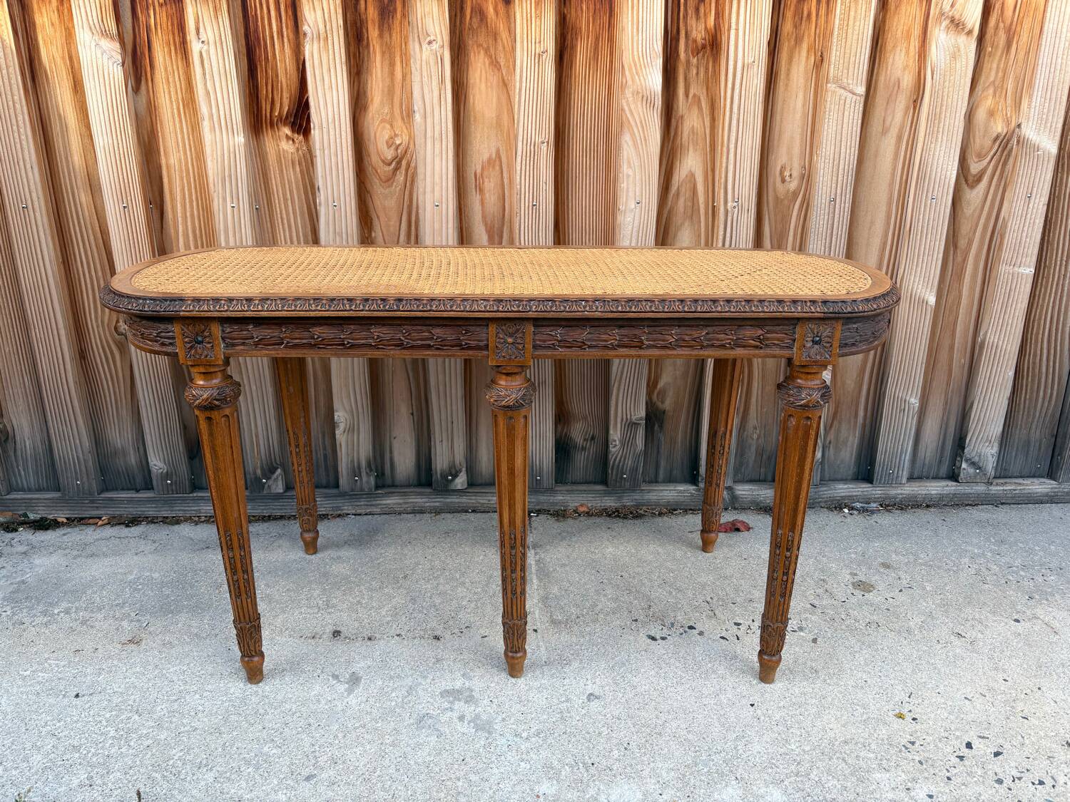 Louis XVI style piano bench in carved wood and caning