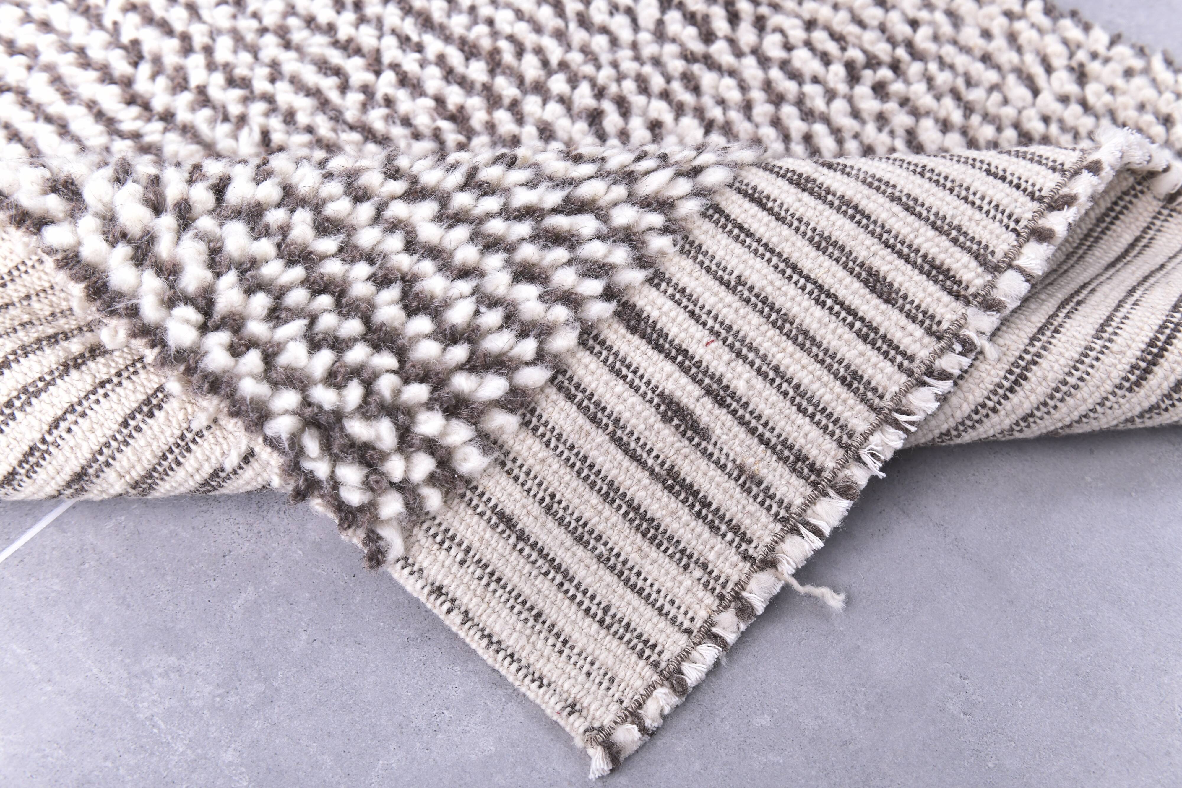 2x8 Pinstriped Handmade Wool Turkish Runner Rug, 67x250Cm