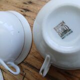 Set of 7 Limoges porcelain cups and saucers