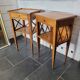 Pair of bedside tables with cherry wood lattices
