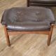 Pair of Scandinavian leather armchairs with ottomans 1970