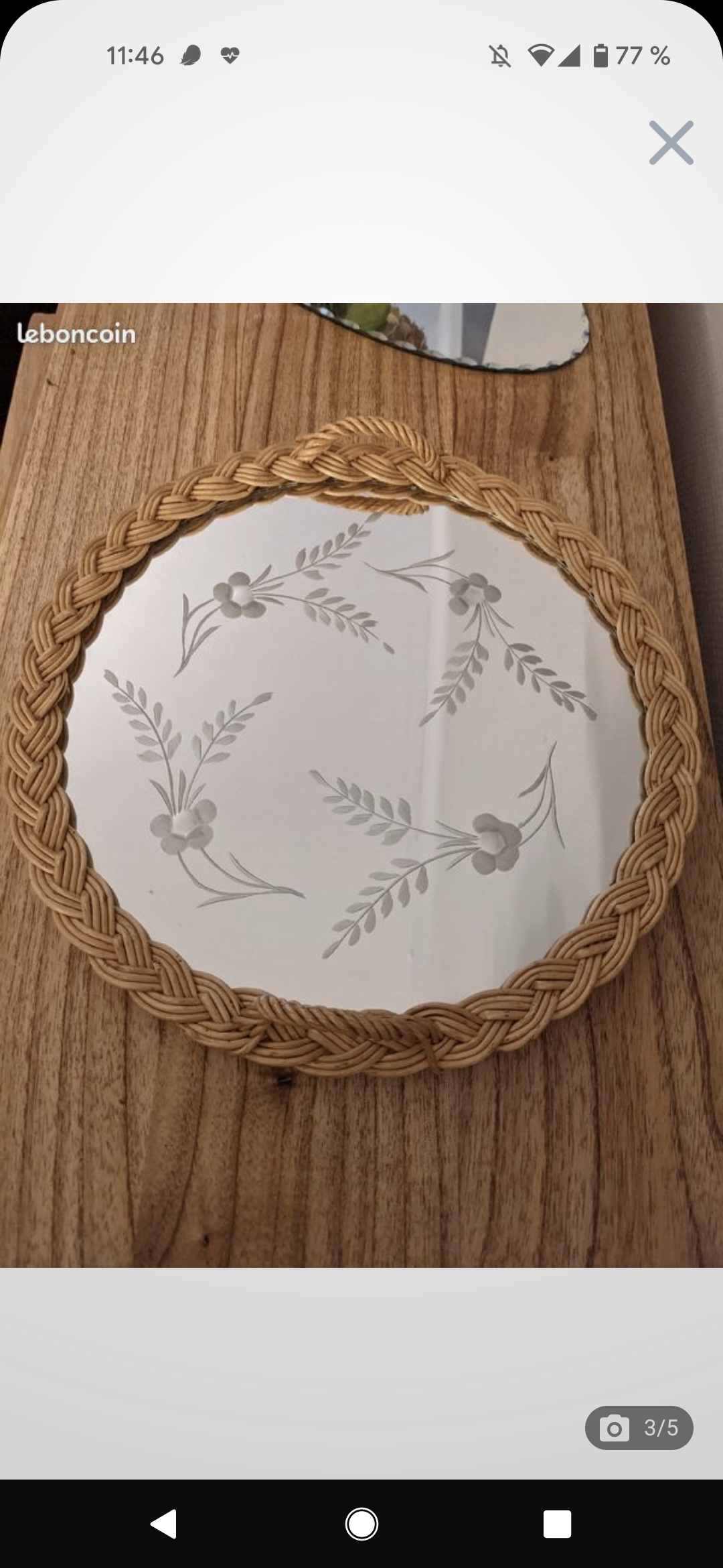 Rattan top and vintage chiseled mirror