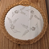 Rattan top and vintage chiseled mirror