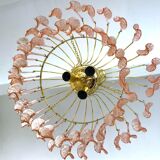 Chandelier Murano glass to golden flowers 1970 s
