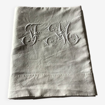 JM marked linen sheet