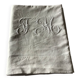 JM marked linen sheet