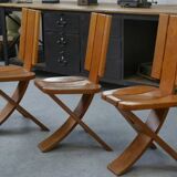 Set of 5 solid oak chairs by Seltz Manufacture 1970's