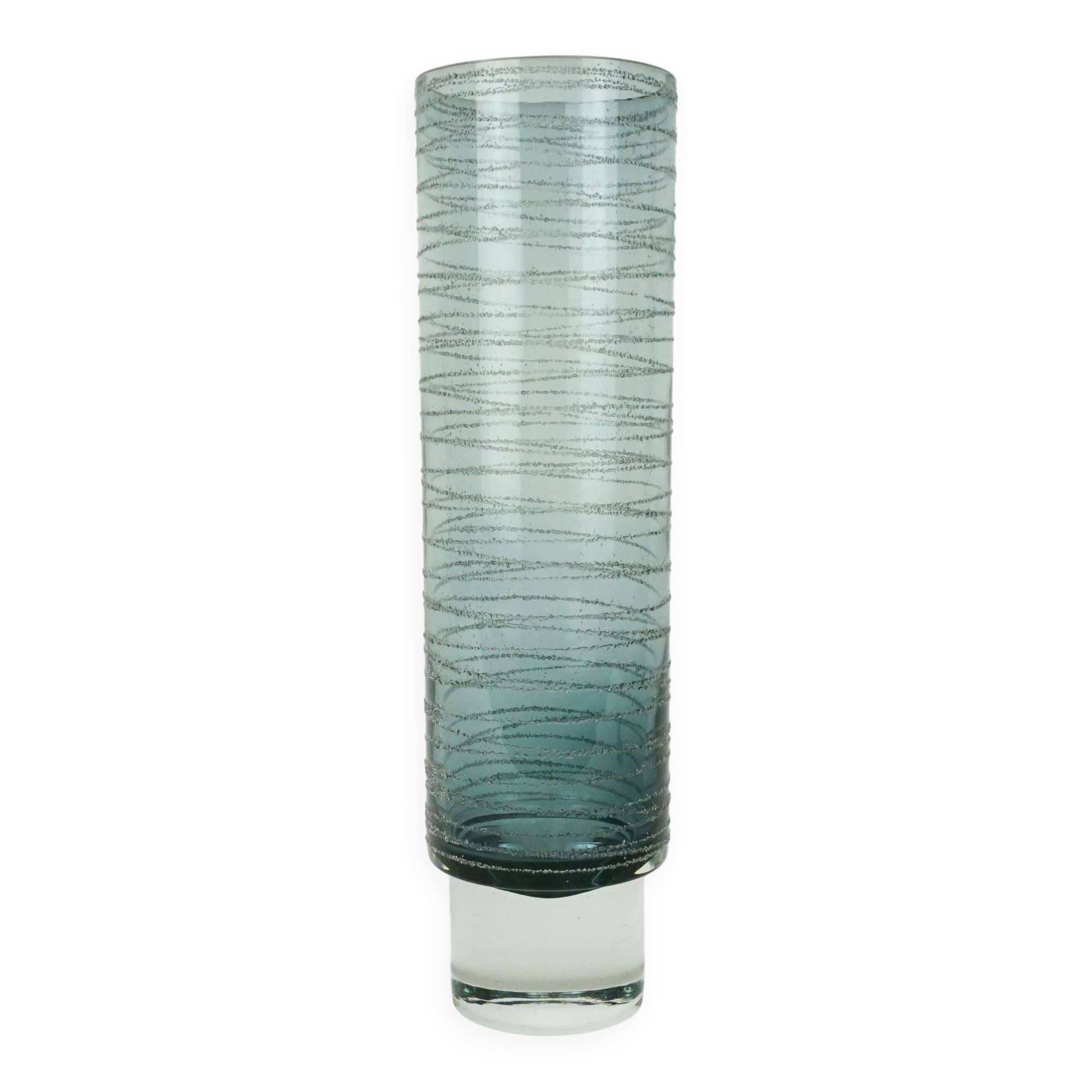 vase en verre moderne du milieu du siècle avec décoration en fil des années 1960-70