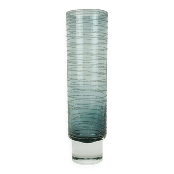 vase en verre moderne du milieu du siècle avec décoration en fil des années 1960-70