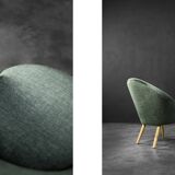 Danish armchair in beech and velvet by Ejvind A. Johansson for Godtfred H. Petersen, 1950-60.