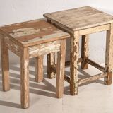 Paire de tables de chevet basses blanches anciennes (c.1920)