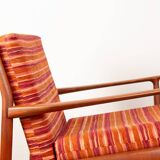 Pair of Danish armchairs in solid teak and fabric, Svend Aage Eriksen 1960.