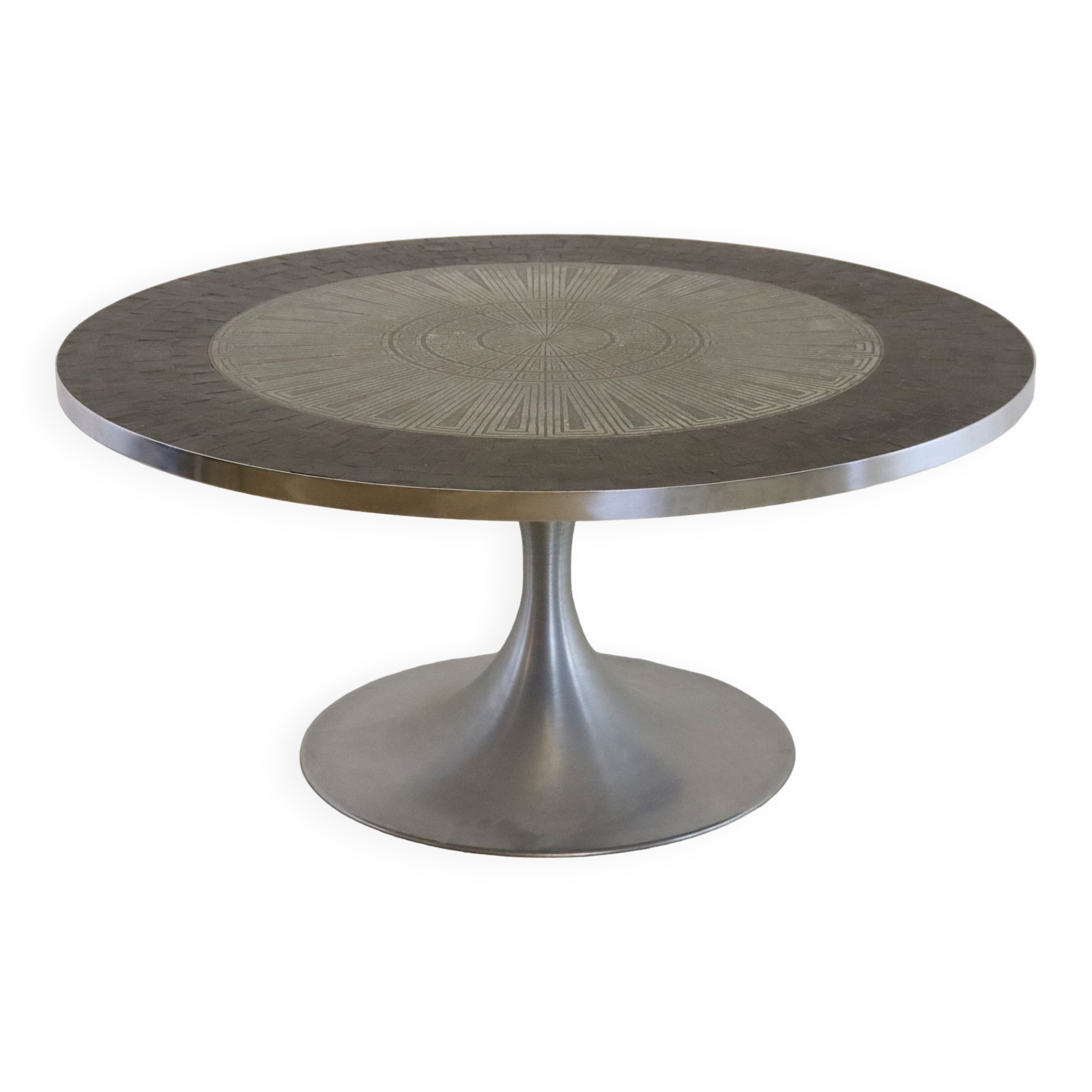Tulip base mosaic design coffee table 'Lommersheim' vintage