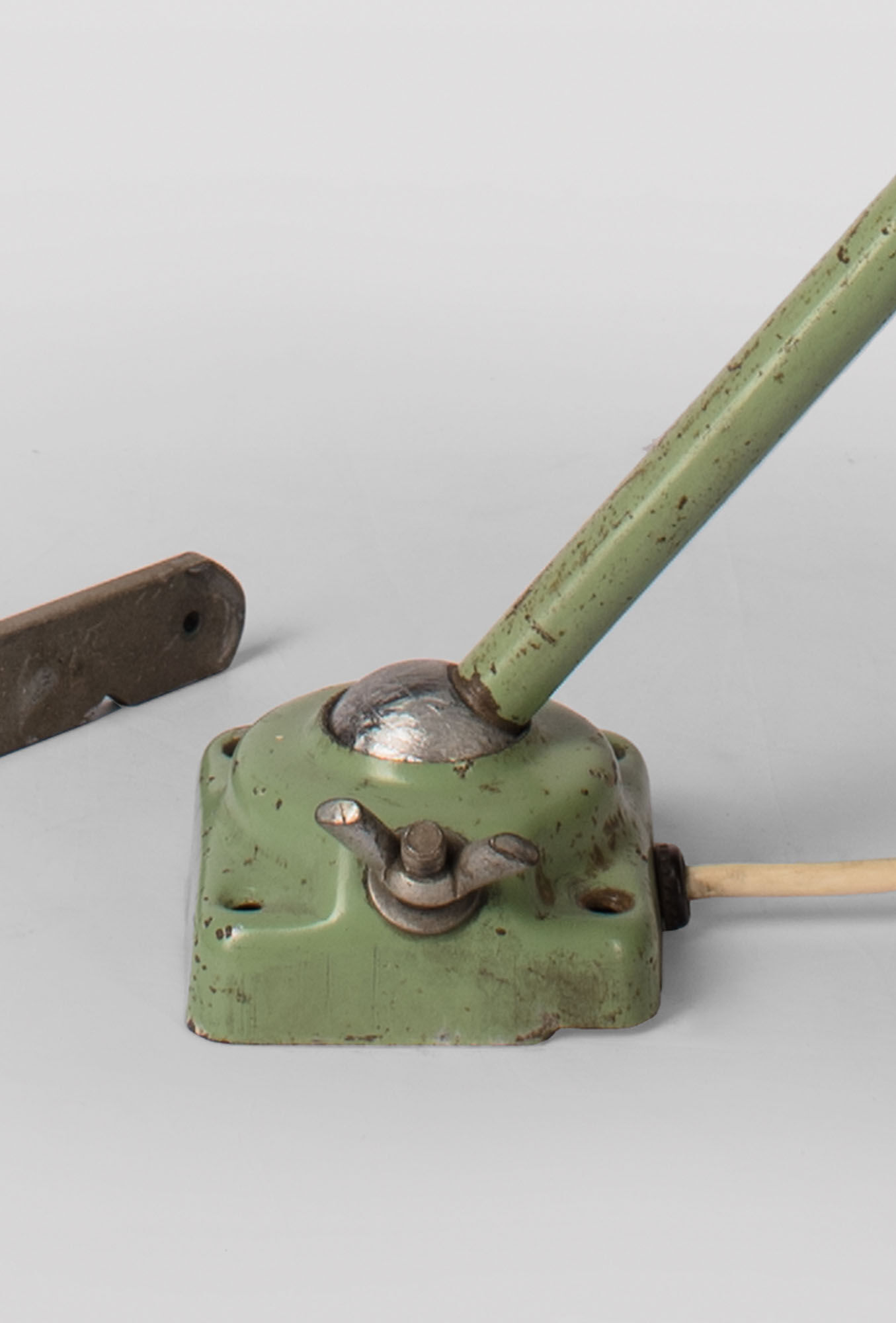 Industrial midcentury table lamp in green, 1960s