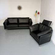 Contemporary design armchair Intertime I-Cielo in black leather
