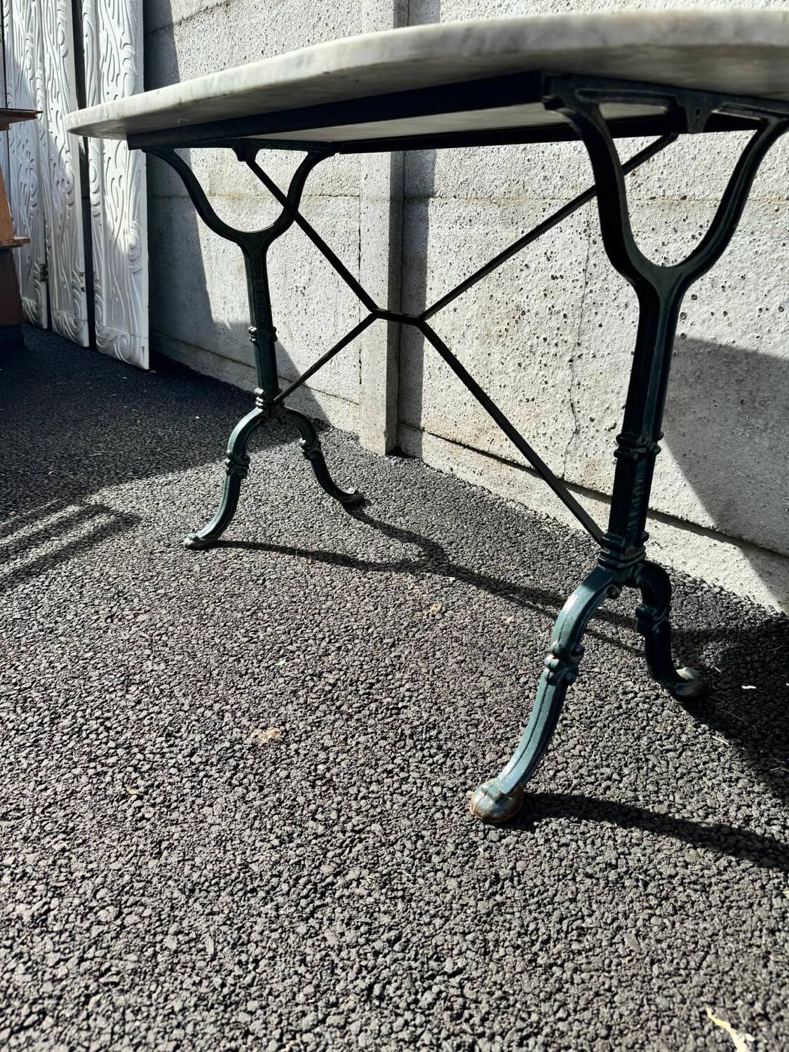 Godin cast iron and marble bistro table. 50's