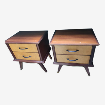 Lot 2 bedside tables feet vintage compass