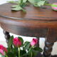 Old pearl oak saddle in Louis XIII style
