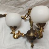 Gilded bronze chandelier & opaline Swan, empire style.
