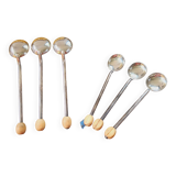 Vintage Pardieu Agen Set of 6 Silver Plated Coffee Spoons With Wooden Coffee Bean Detail in Original