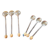 Vintage Pardieu Agen Set of 6 Silver Plated Coffee Spoons With Wooden Coffee Bean Detail in Original