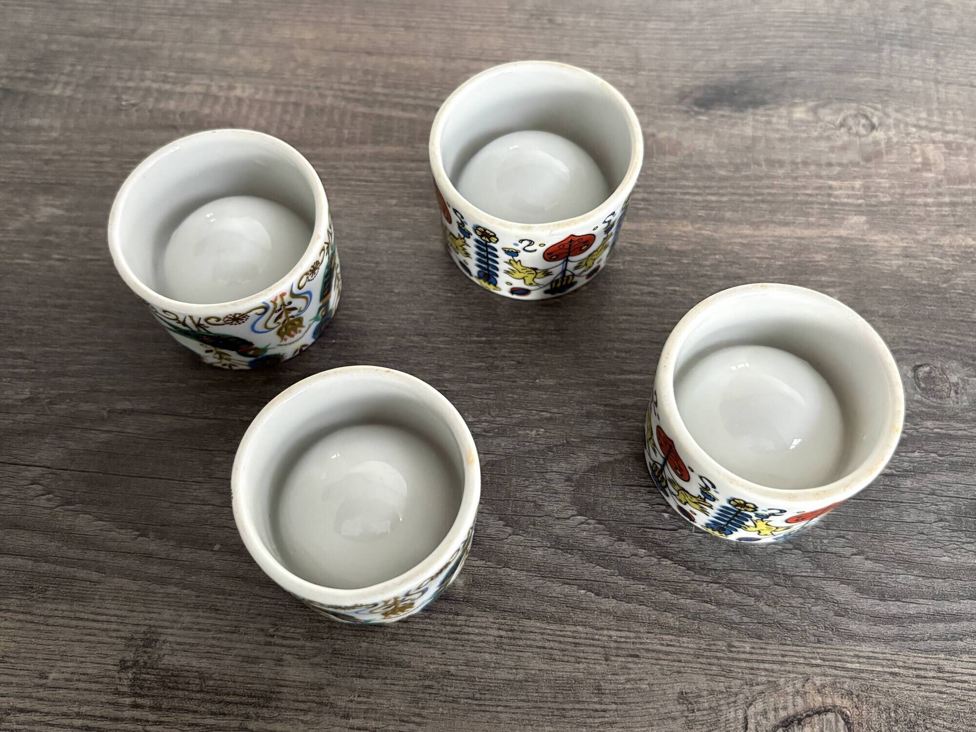 Vintage Bavaria Porcelain Egg Cups - 70's Folk Style