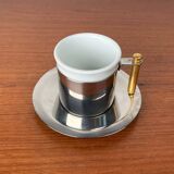 Espresso cups and saucers from the Italian postmodern Lavazza Oro series by Balzano, 1980s, set of 7.