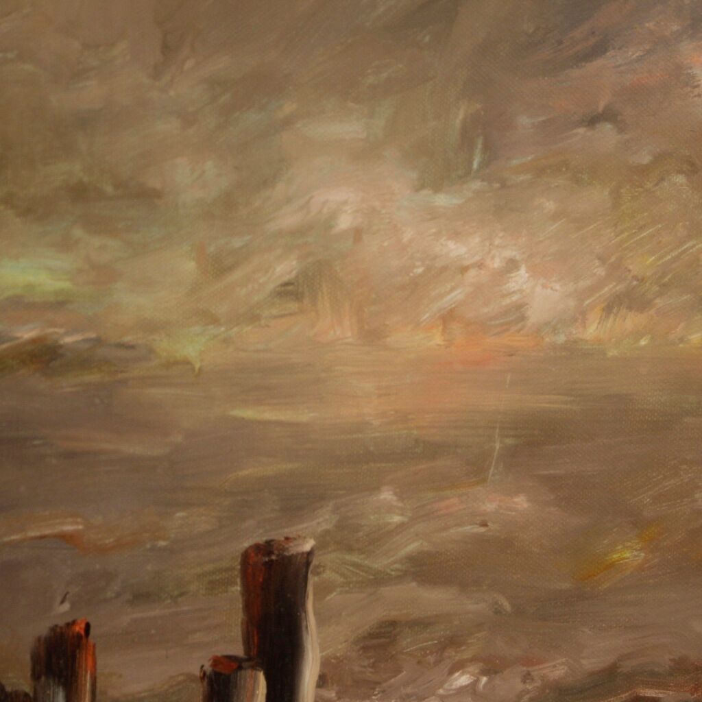 Italian seascape painting in impressionist-style from 20th century