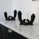 Pair of Art Deco candle holders in black ceramic