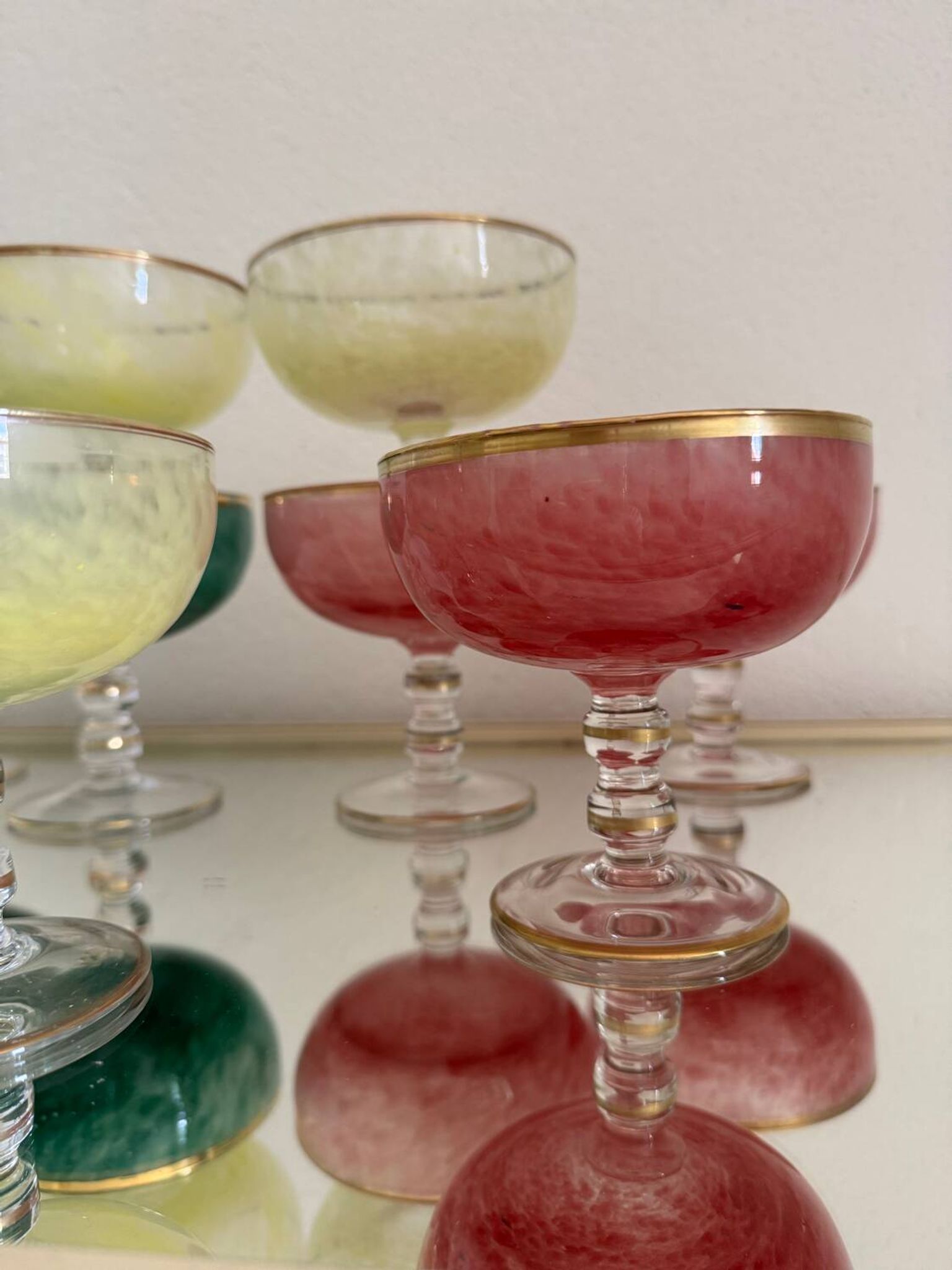 Multi-colored Venetian crystal ice cream cups