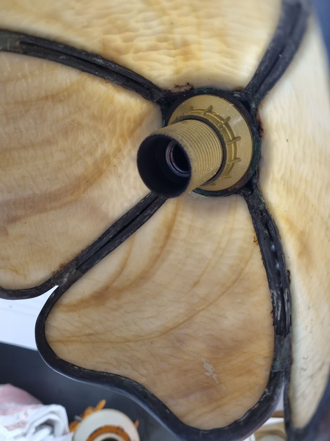 Bronze water lily lamp & glass paste