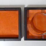 Vintage glass and leather ashtray box