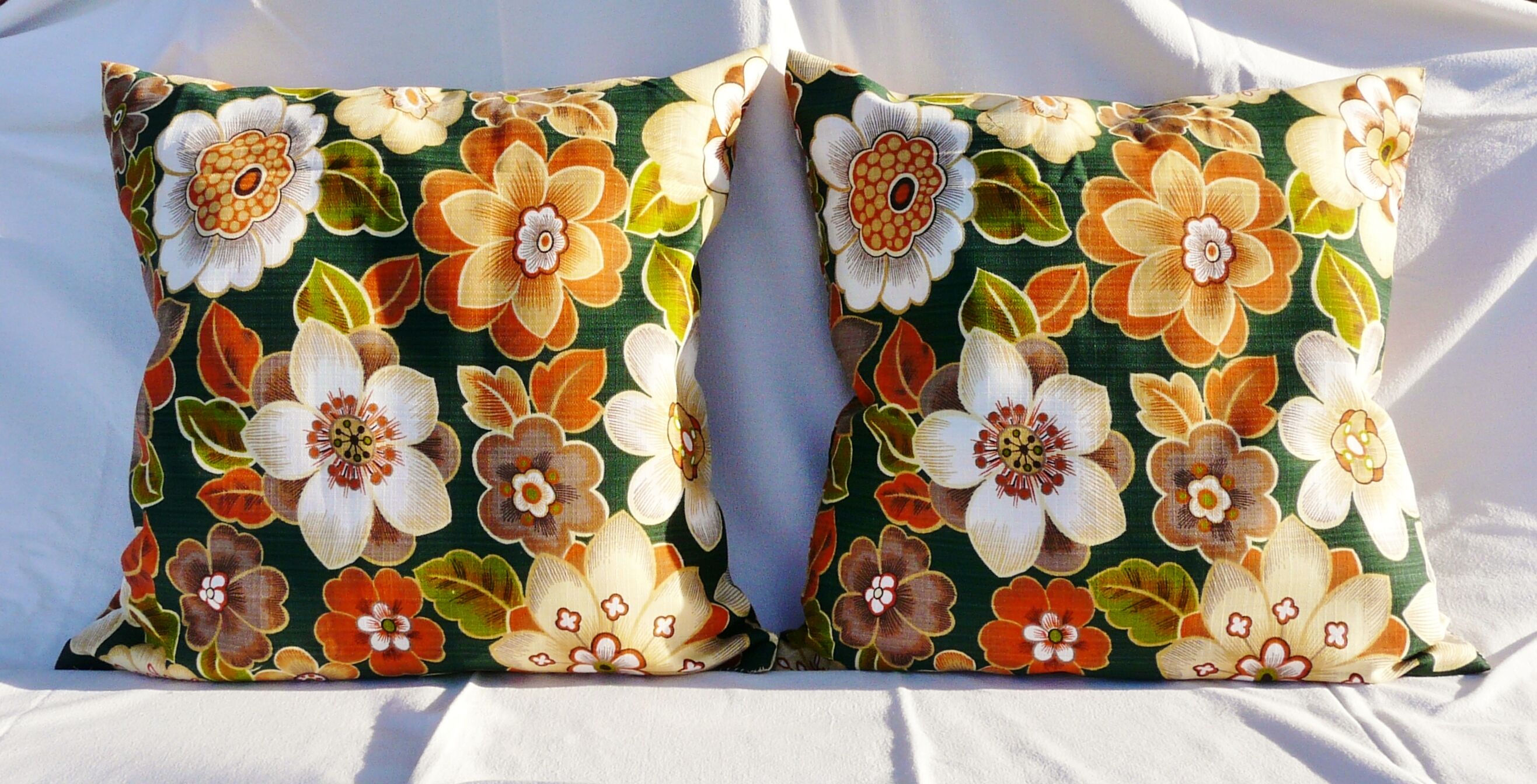 Pair of flowery vintage cushions