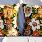 Pair of flowery vintage cushions