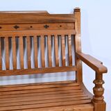 Old colonial varangue bench in teak – mid 20th century