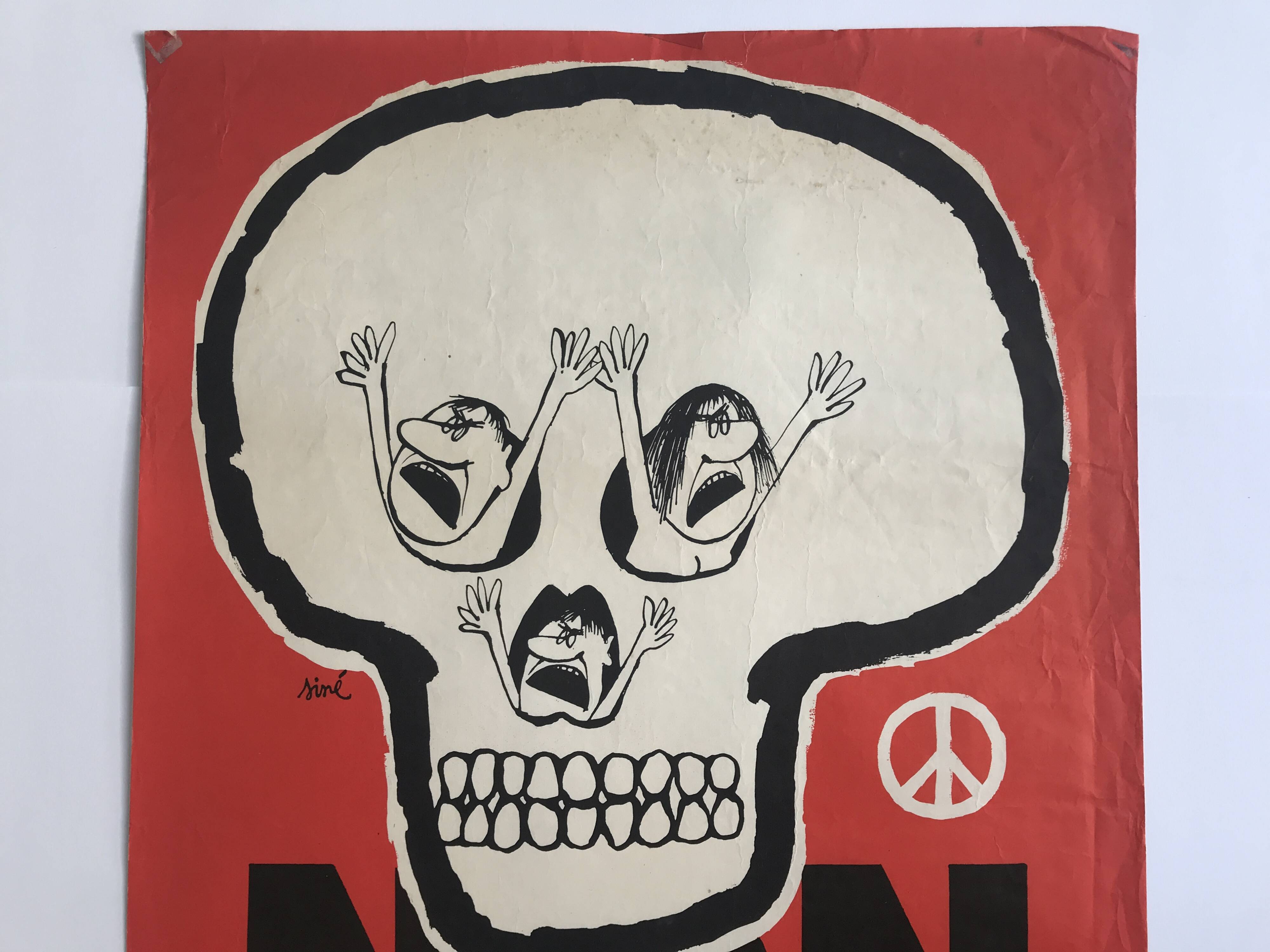 Siné, no to all bombs / mcaa, 1963-68. original duotone poster