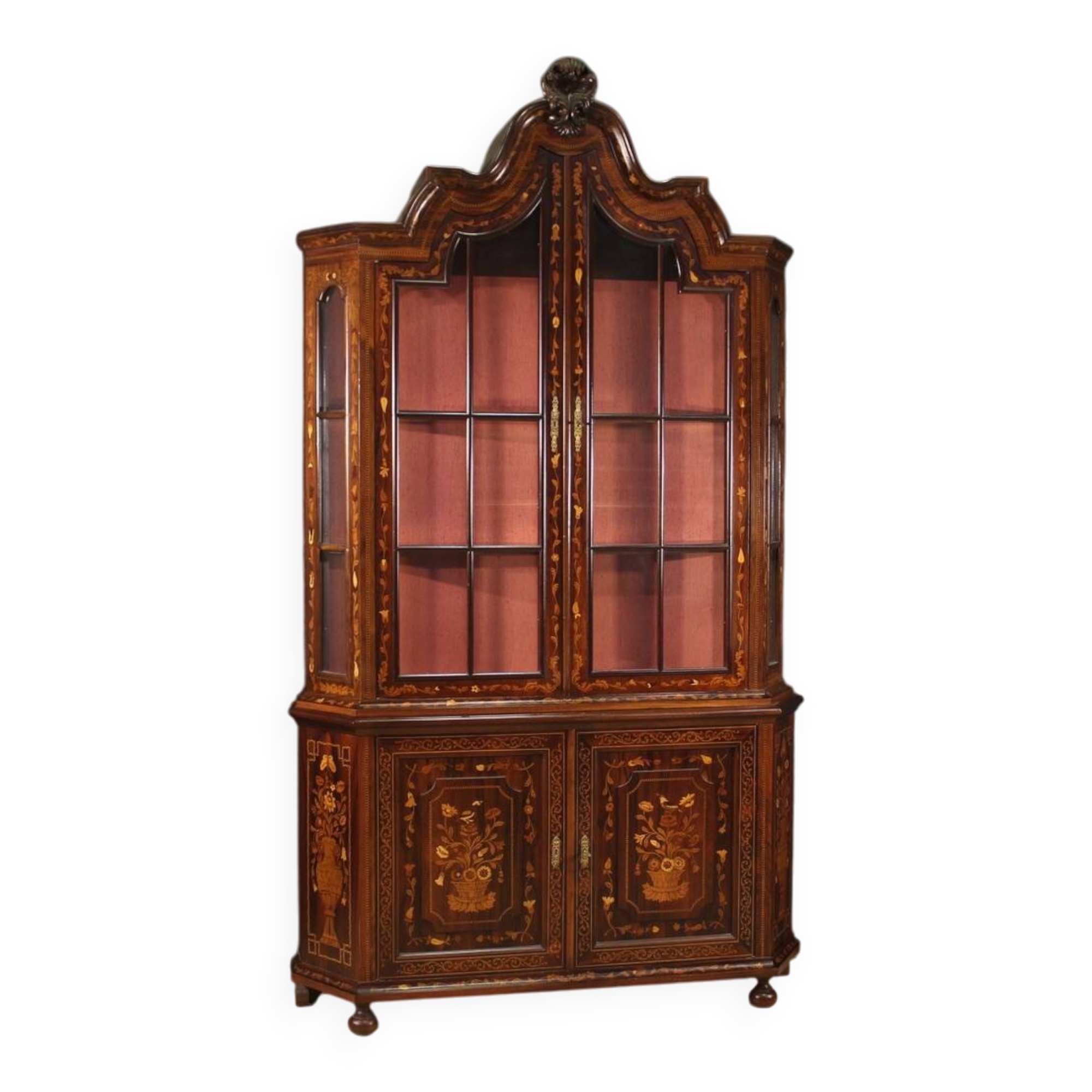 Dutch marquetry display cabinet from the 20th century