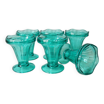 Set of 6 molded glass ice cream & dessert cups