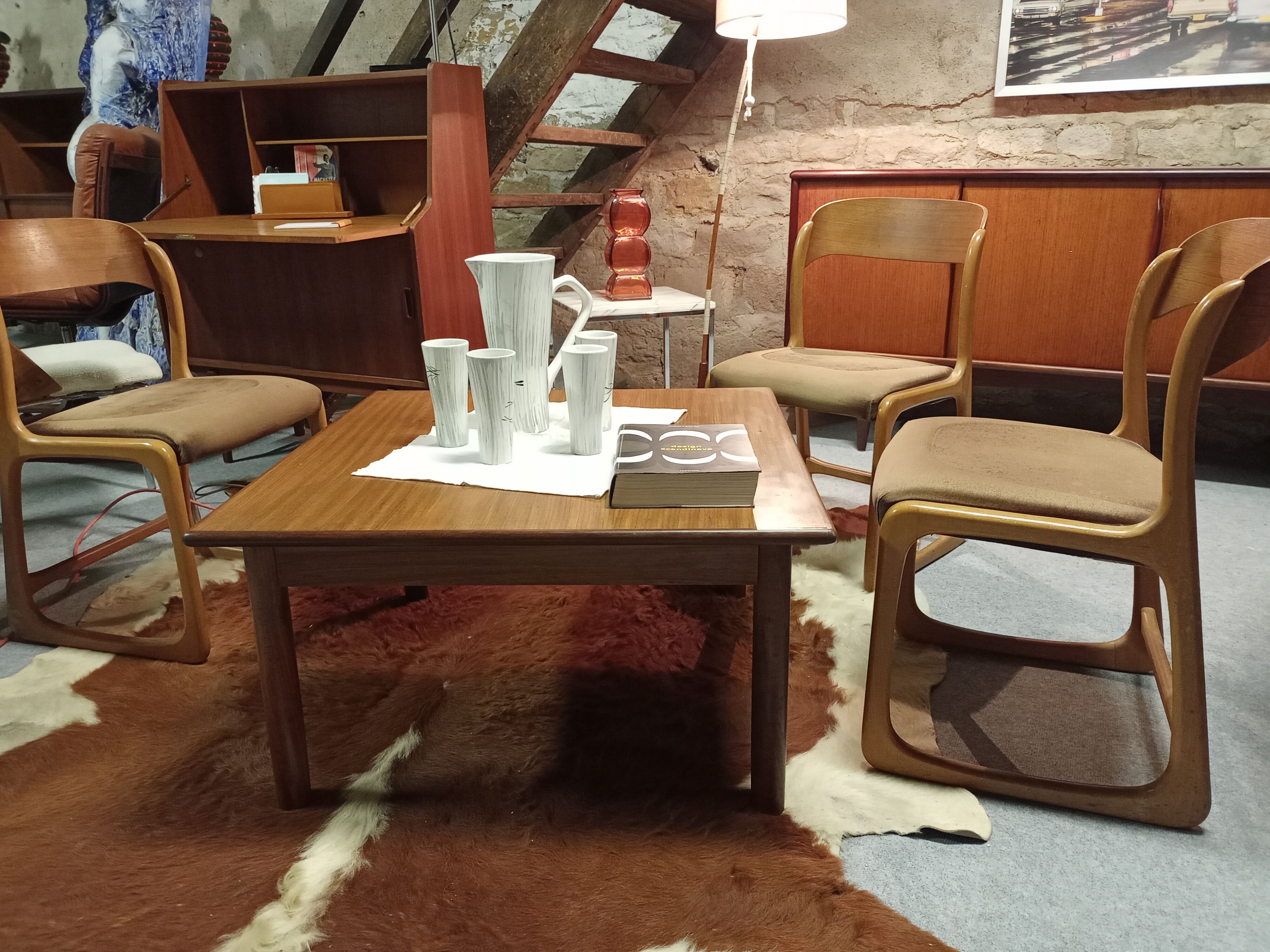 Scandinavian design teak square coffee table