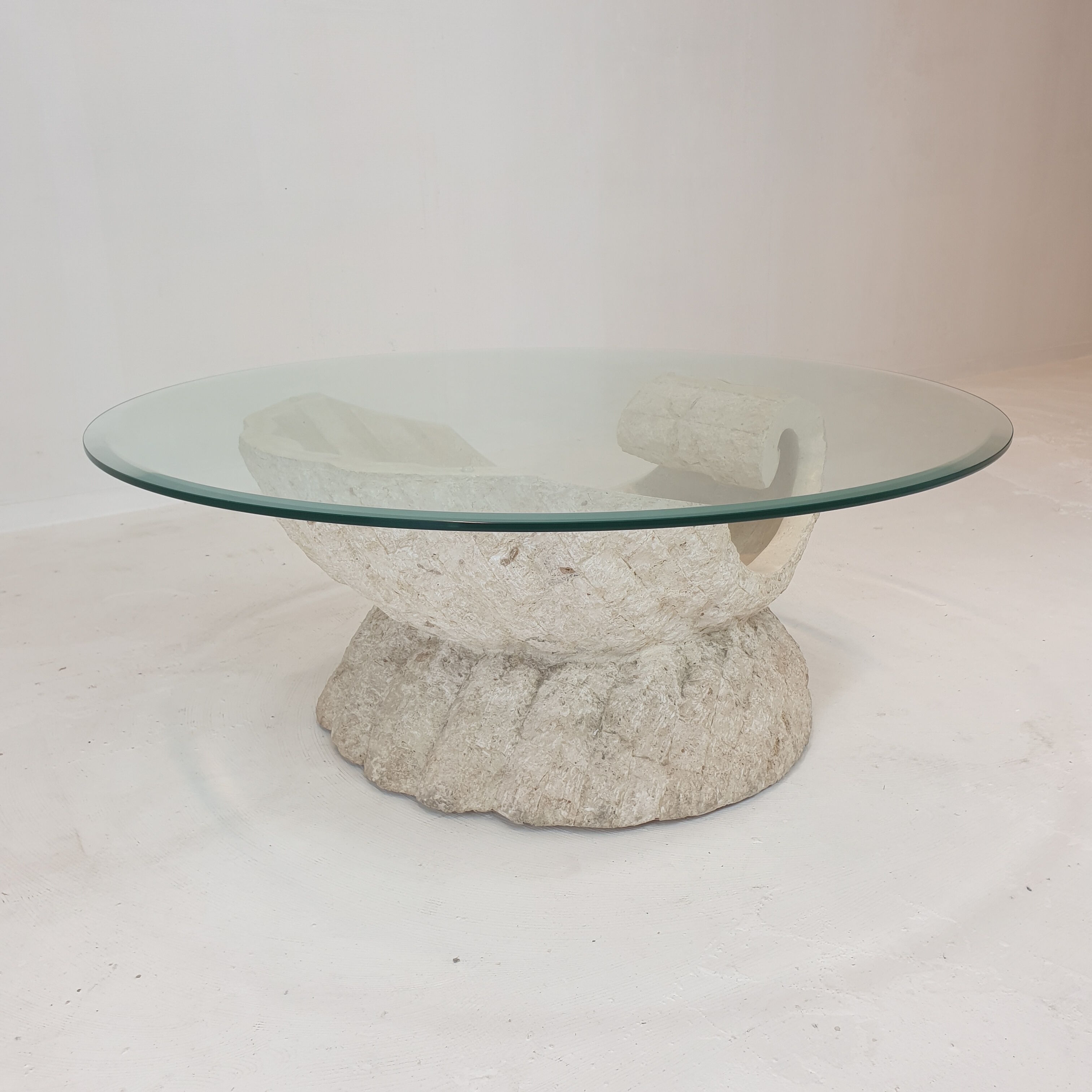 Magnussen ponte mactan stone shell coffee table, 1980s