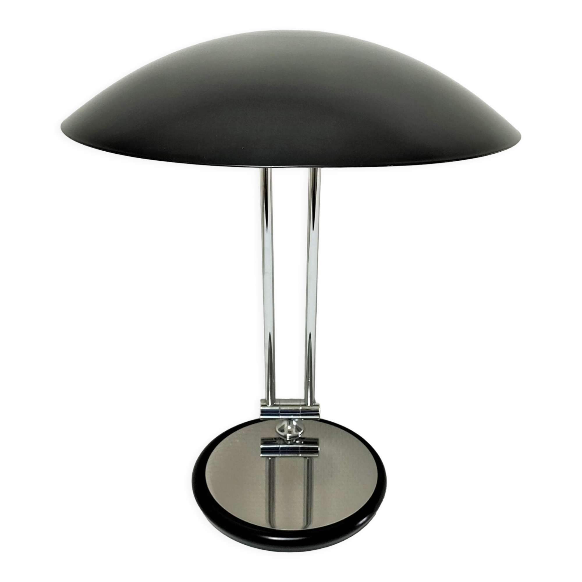 Aluminor lamp chrome metal and matt black design 80s